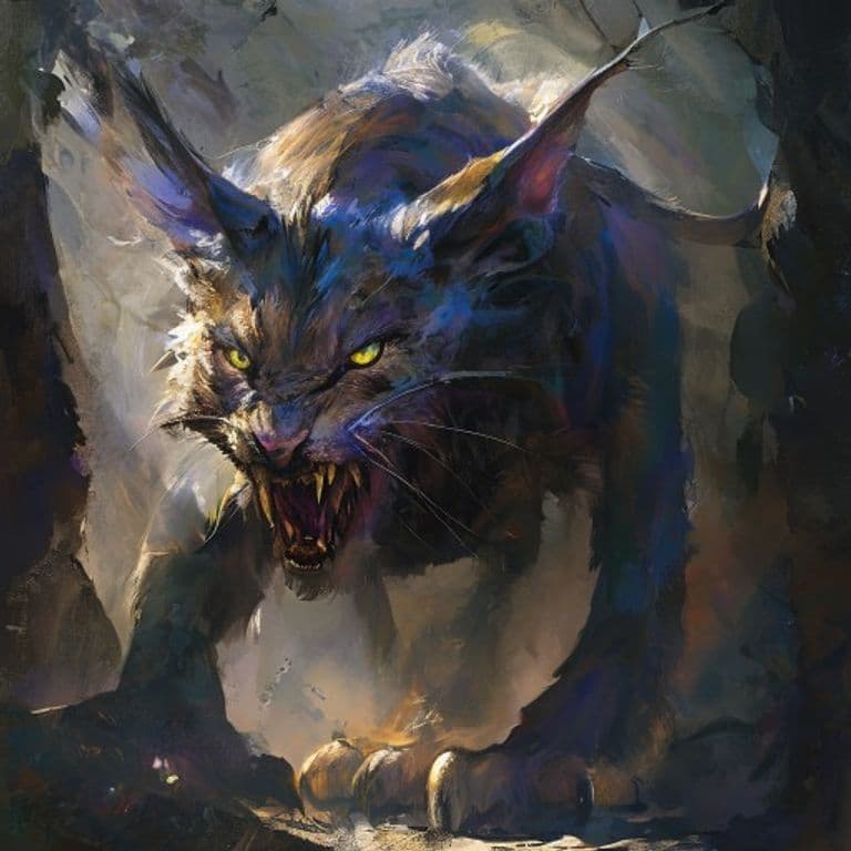 Vapor Lynx — fantasy monster illustration. Vapor Lynx is a large monstrosity (Challenge Rating 5).