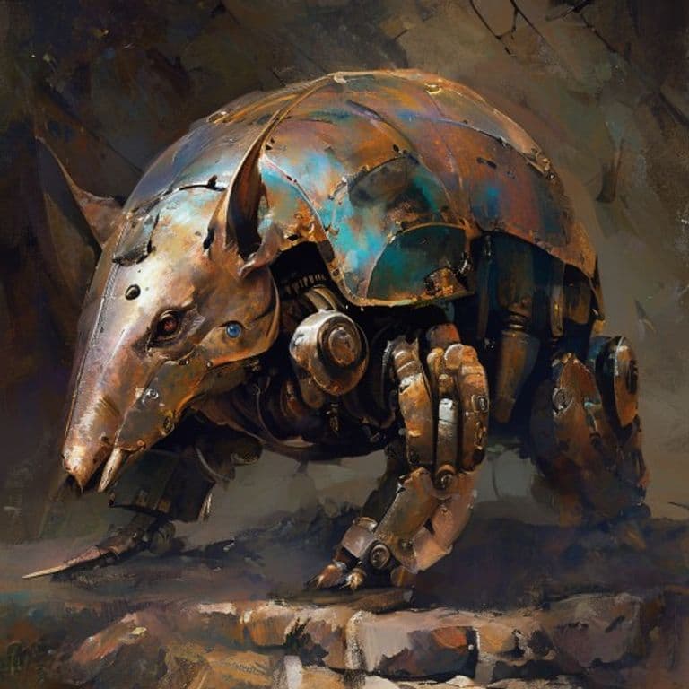 Clockwork Armadillo — fantasy monster illustration. Clockwork Armadillo is a small construct (Challenge Rating 1/4).