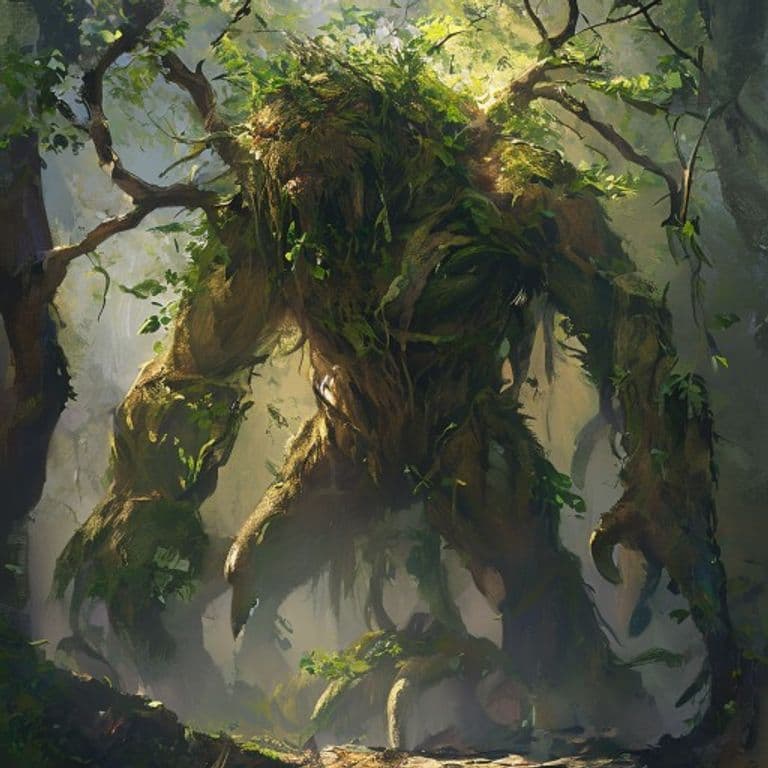 Treant — fantasy monster illustration. Treant is a huge plant (Challenge Rating 9).