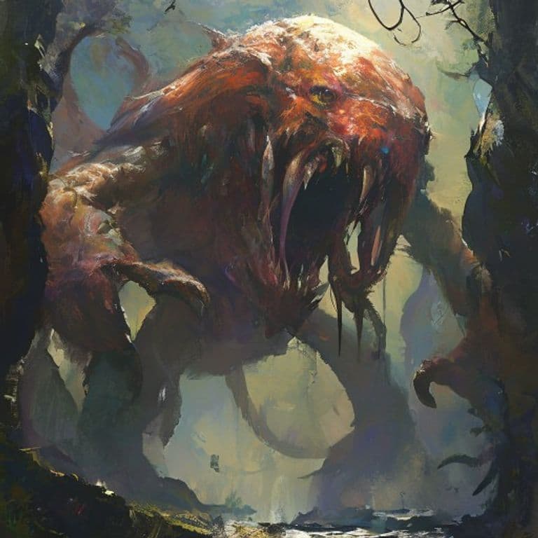 Merclops — fantasy monster illustration. Merclops is a huge giant (Challenge Rating 7).