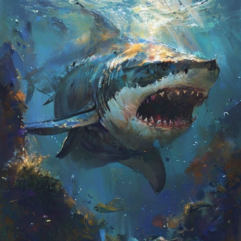 Shark, Reef — fantasy monster illustration. Shark, Reef is a medium beast (Challenge Rating 1/2).