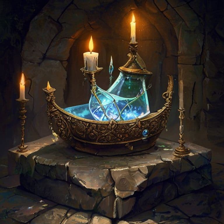 Bottled Boat — fantasy item illustration. Bottled Boat is a magic item (wondrous item) of uncommon rarity.