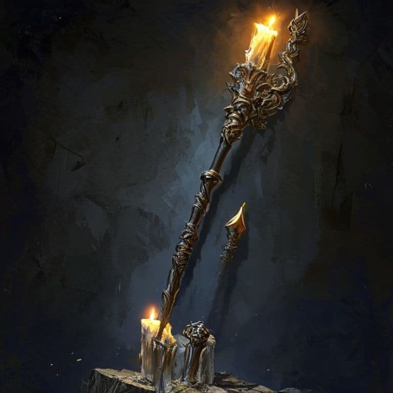 Staff of Midnight — fantasy item illustration. Staff of Midnight is a magic item (staff) of very rare rarity.