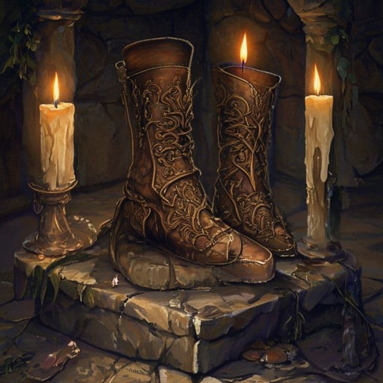 Satyr Boots — fantasy item illustration. Satyr Boots is a magic item (wondrous item) of uncommon rarity.