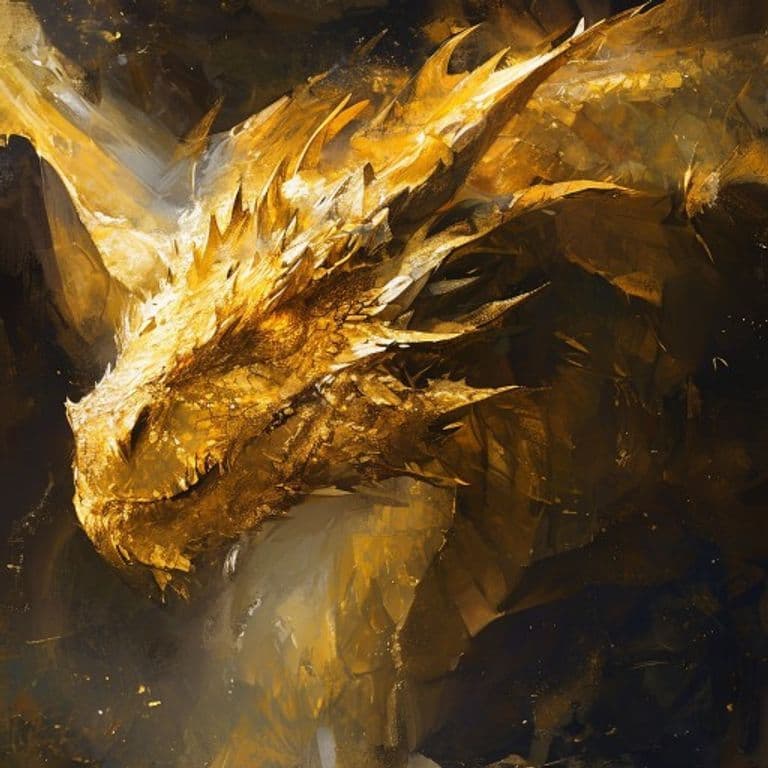 Adult Gold Dragon — fantasy monster illustration