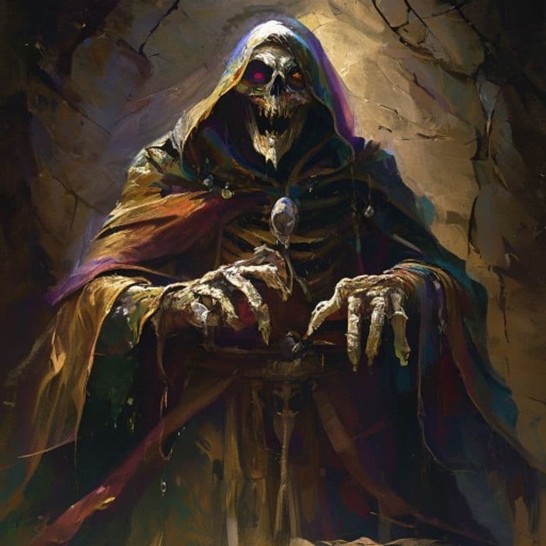 Virtuoso Lich — fantasy monster illustration. Virtuoso Lich is a medium undead (Challenge Rating 12).