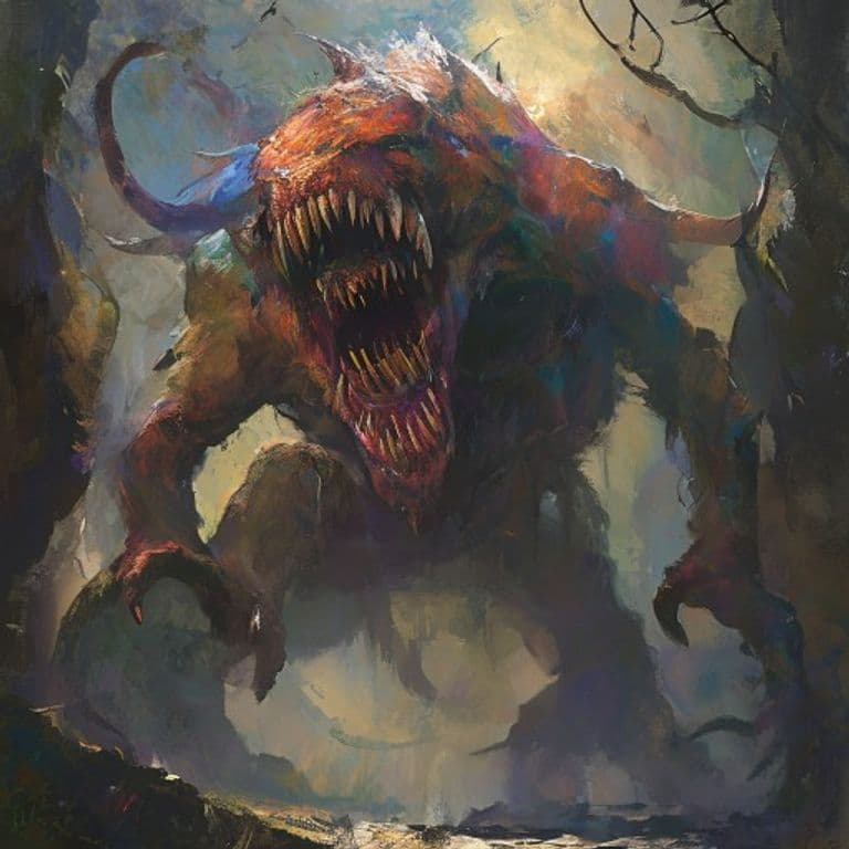 Zouyu — fantasy monster illustration. Zouyu is a huge monstrosity (Challenge Rating 6).