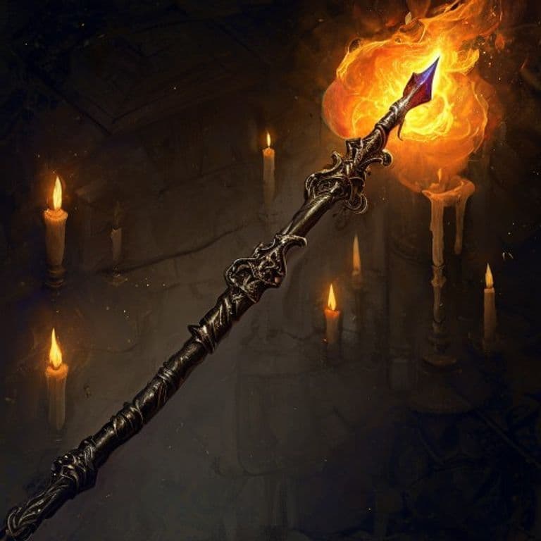 Wand of Fireballs — fantasy item illustration. Wand of Fireballs is a magic item (wand) of rare rarity.
