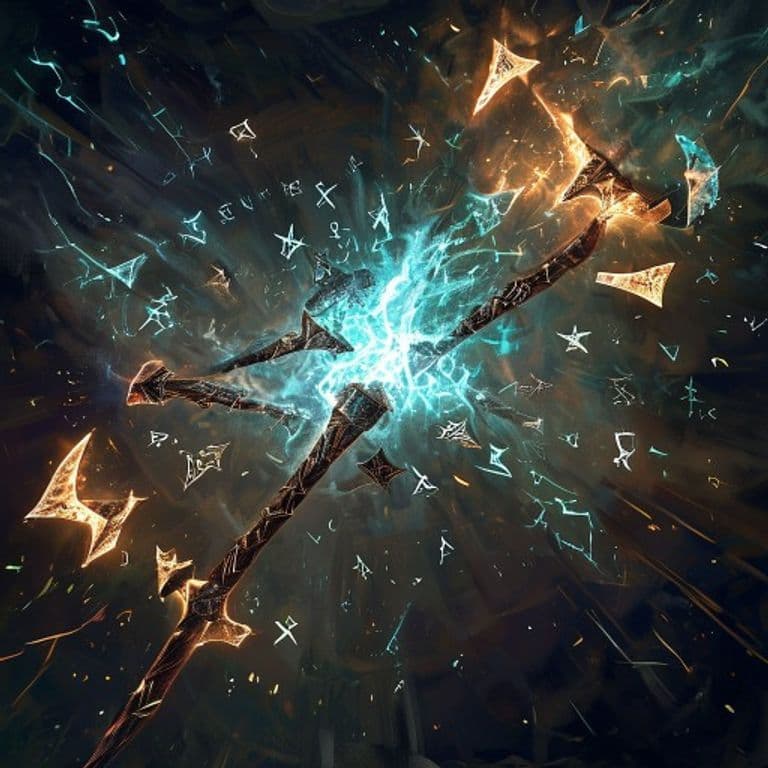 Storm of Axes — fantasy spell effect illustration
