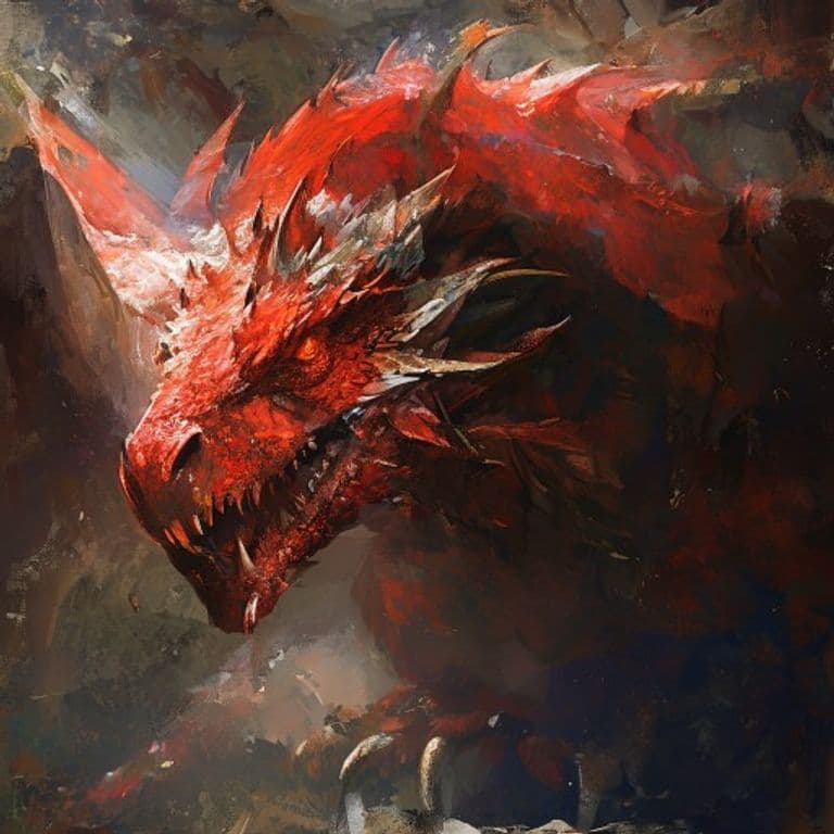 Adult Red Dragon — fantasy monster illustration. Adult Red Dragon is a huge dragon (Challenge Rating 20).