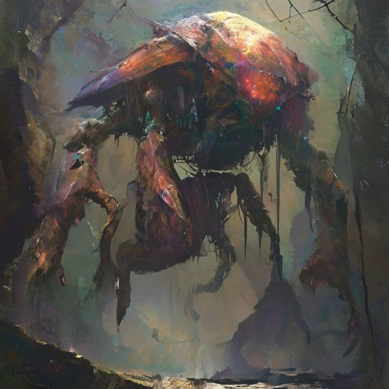 Mytholabe — fantasy monster illustration. Mytholabe is a large construct (Challenge Rating 9).