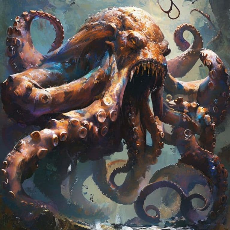 Giant Octopus — fantasy monster illustration. Giant Octopus is a large beast (Challenge Rating 1).