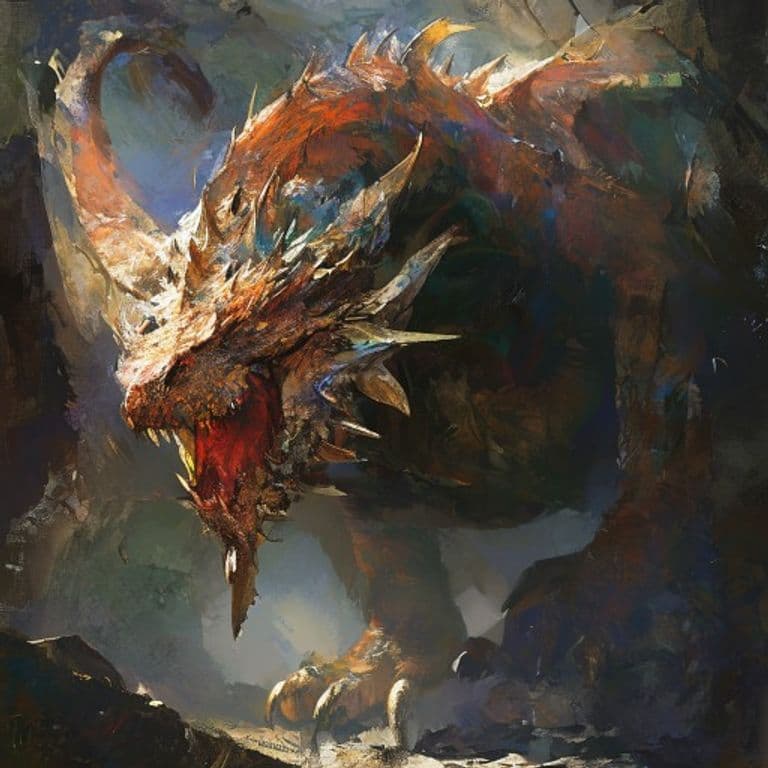 Zmey — fantasy monster illustration. Zmey is a huge dragon (Challenge Rating 14).