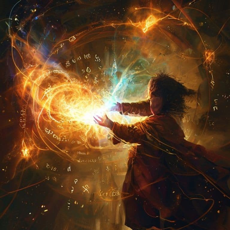 Child of Light and Darkness — fantasy spell effect illustration. Child of Light and Darkness is a 8th-level transmutation available to Wizard, Sorceror, Cleric.