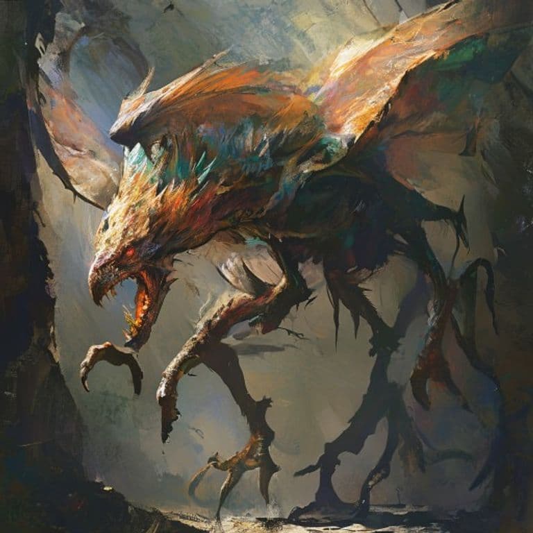 Gypsosphinx — fantasy monster illustration. Gypsosphinx is a large monstrosity (Challenge Rating 14).