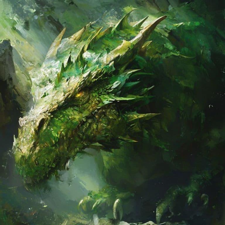 Ancient Green Dragon — fantasy monster illustration. Ancient Green Dragon is a gargantuan dragon (Challenge Rating 19).