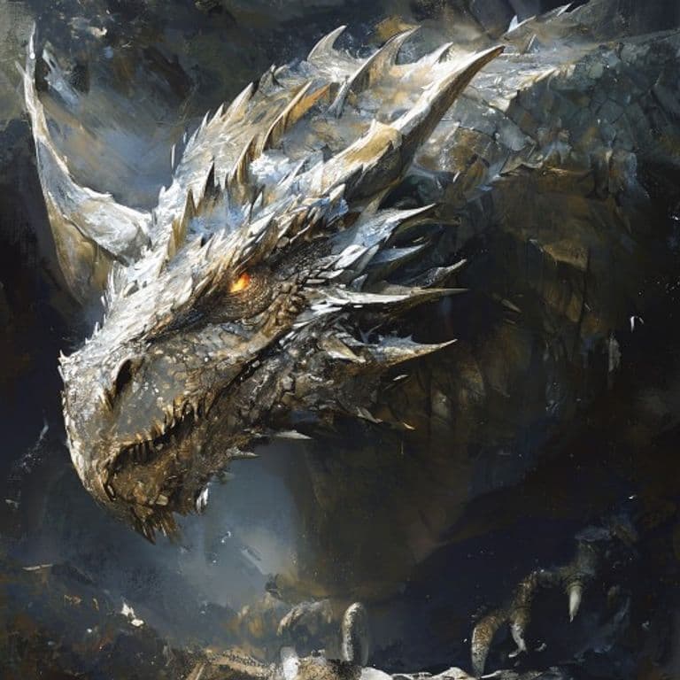 Ancient Silver Dragon — fantasy monster illustration. Ancient Silver Dragon is a gargantuan dragon (Challenge Rating 23).