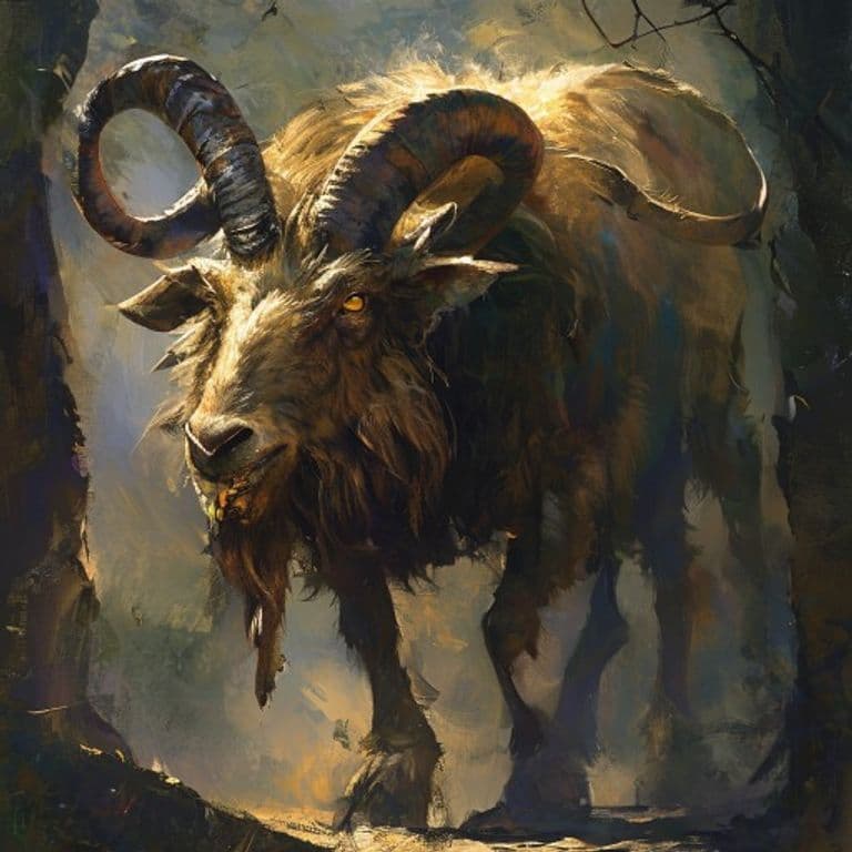 Giant Goat — fantasy monster illustration. Giant Goat is a large beast (Challenge Rating 1/2).