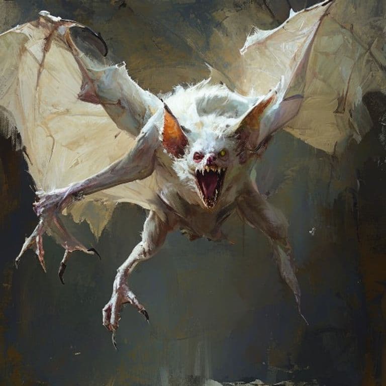 Giant Albino Bat — fantasy monster illustration. Giant Albino Bat is a huge monstrosity (Challenge Rating 3).