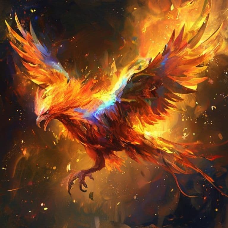 Firebird — fantasy monster illustration. Firebird is a small celestial (Challenge Rating 4).