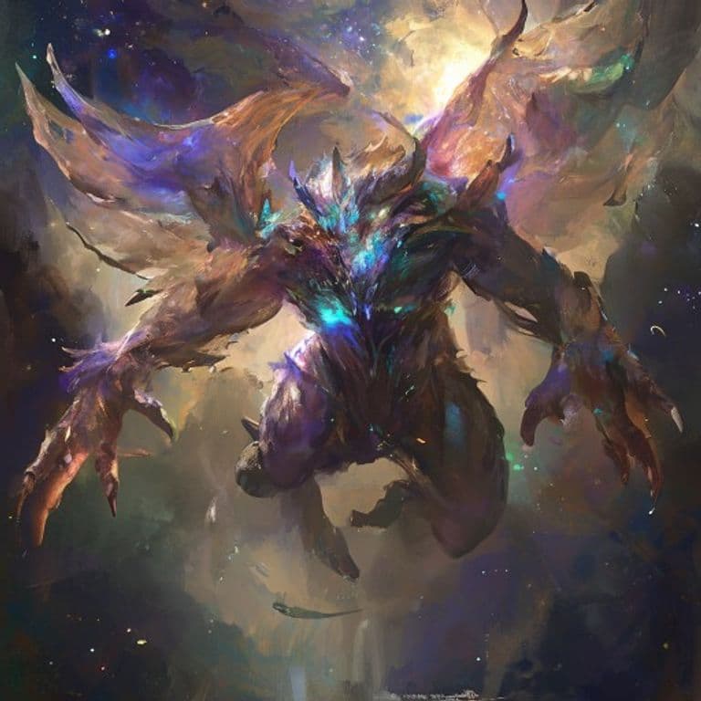 Blestsessebe — fantasy monster illustration. Blestsessebe is a large celestial (Challenge Rating 8).