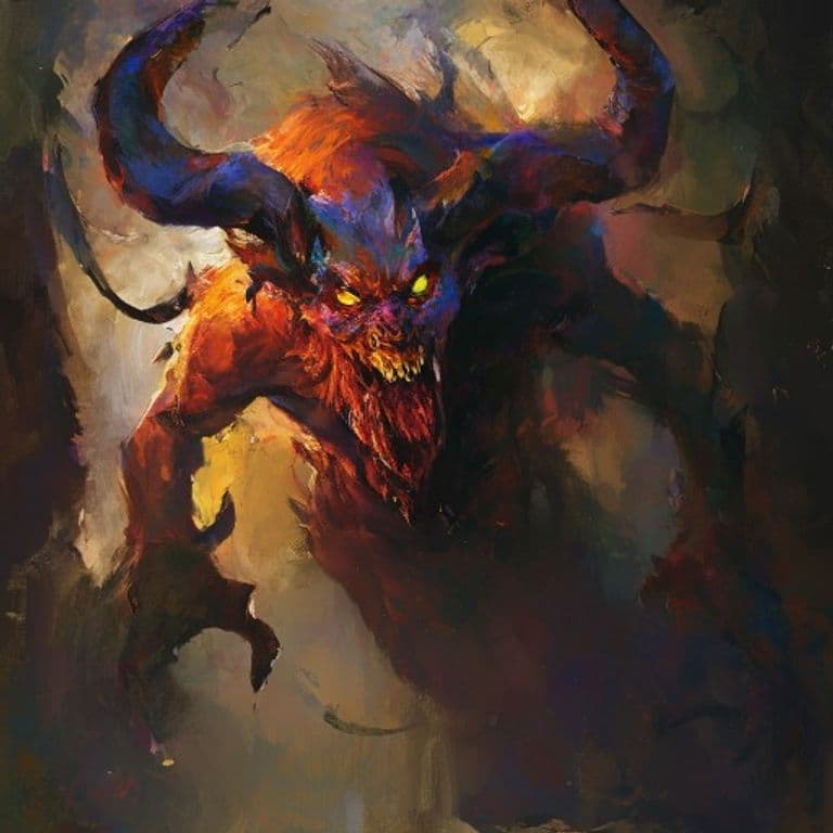 Demon, Maha — fantasy monster illustration. Demon, Maha is a medium fiend (Challenge Rating 12).