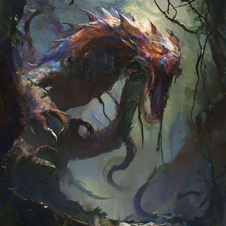 Spirit Naga — fantasy monster illustration. Spirit Naga is a large monstrosity (Challenge Rating 8).