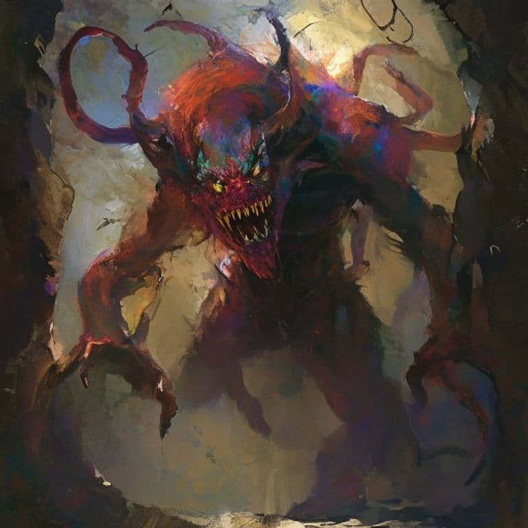 Volguloth — fantasy monster illustration. Volguloth is a medium fiend (Challenge Rating 4).