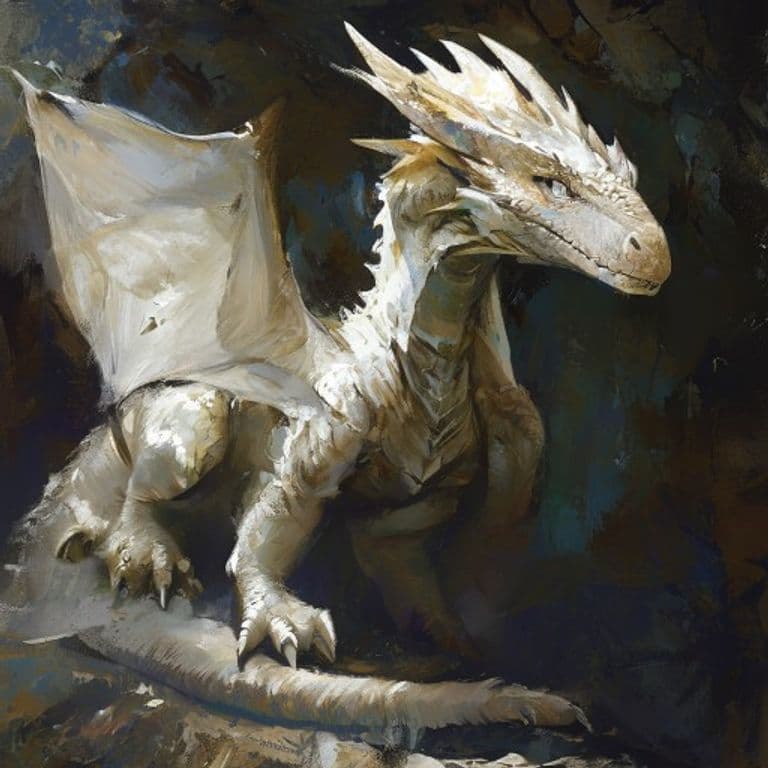 White Dragon Wyrmling — fantasy monster illustration. White Dragon Wyrmling is a medium dragon (Challenge Rating 2).