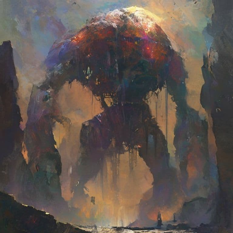 Tophet — fantasy monster illustration. Tophet is a huge construct (Challenge Rating 8).