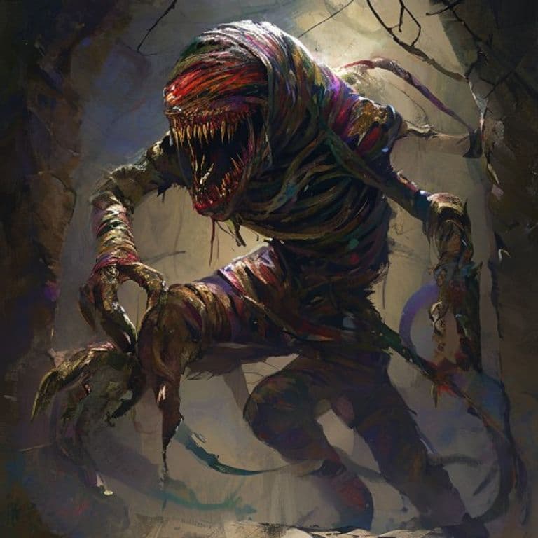 Venomous Mummy — fantasy monster illustration. Venomous Mummy is a medium undead (Challenge Rating 3).