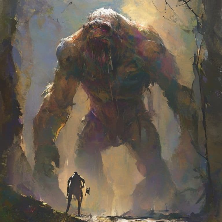 Thin Giant — fantasy monster illustration. Thin Giant is a huge giant (Challenge Rating 9).