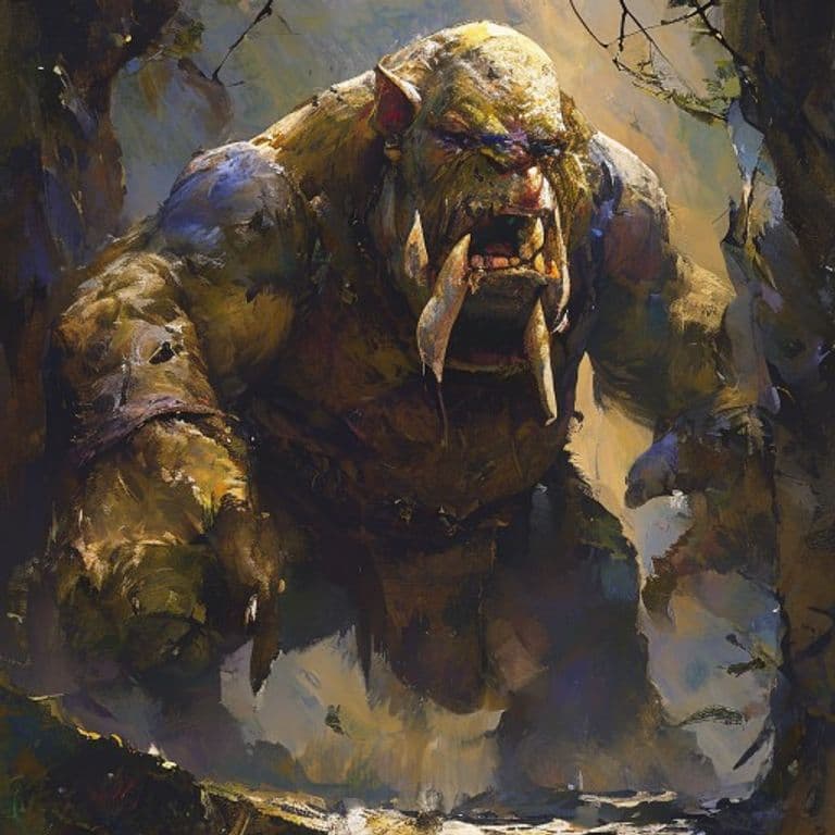 Ogre, Rockchewer — fantasy monster illustration. Ogre, Rockchewer is a huge giant (Challenge Rating 5).