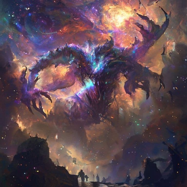 Cosmic Symphony — fantasy monster illustration. Cosmic Symphony is a large celestial (Challenge Rating 15).