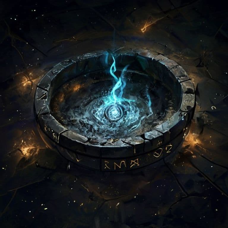 Black Well — fantasy spell effect illustration. Black Well is a 6th-level necromancy.
