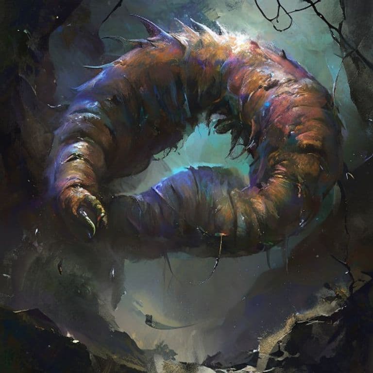 Rime Worm — fantasy monster illustration. Rime Worm is a large elemental (Challenge Rating 6).