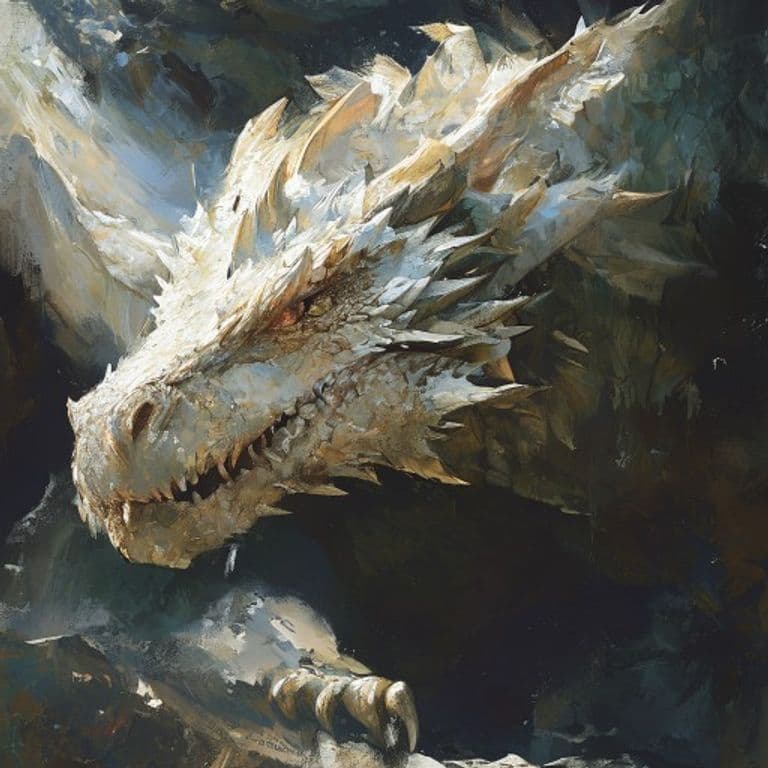 Adult White Dragon — fantasy monster illustration. Adult White Dragon is a huge dragon (Challenge Rating 13).