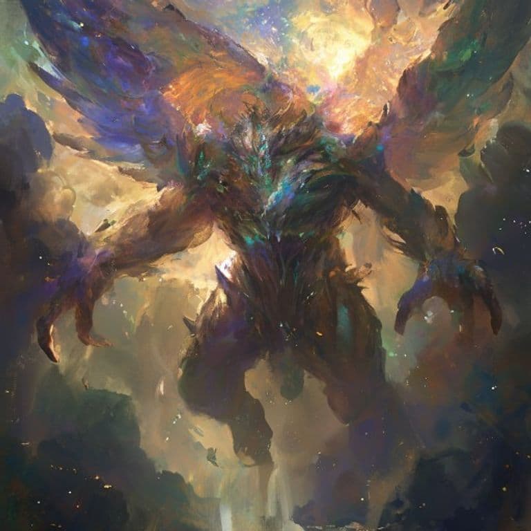 Empyrean — fantasy monster illustration. Empyrean is a gargantuan celestial (Challenge Rating 22).