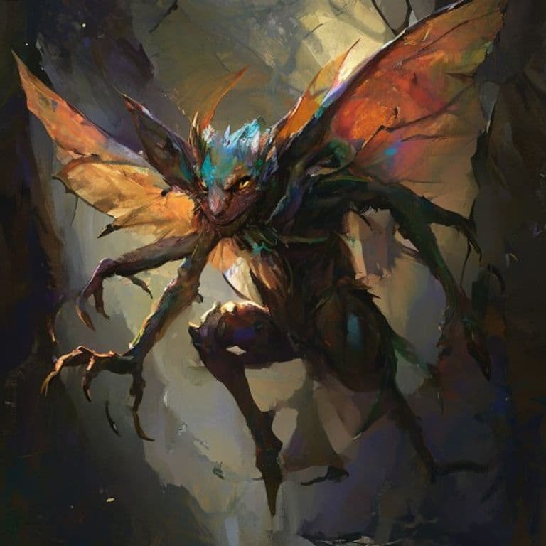 Scheznyki — fantasy monster illustration. Scheznyki is a small fey (Challenge Rating 6).