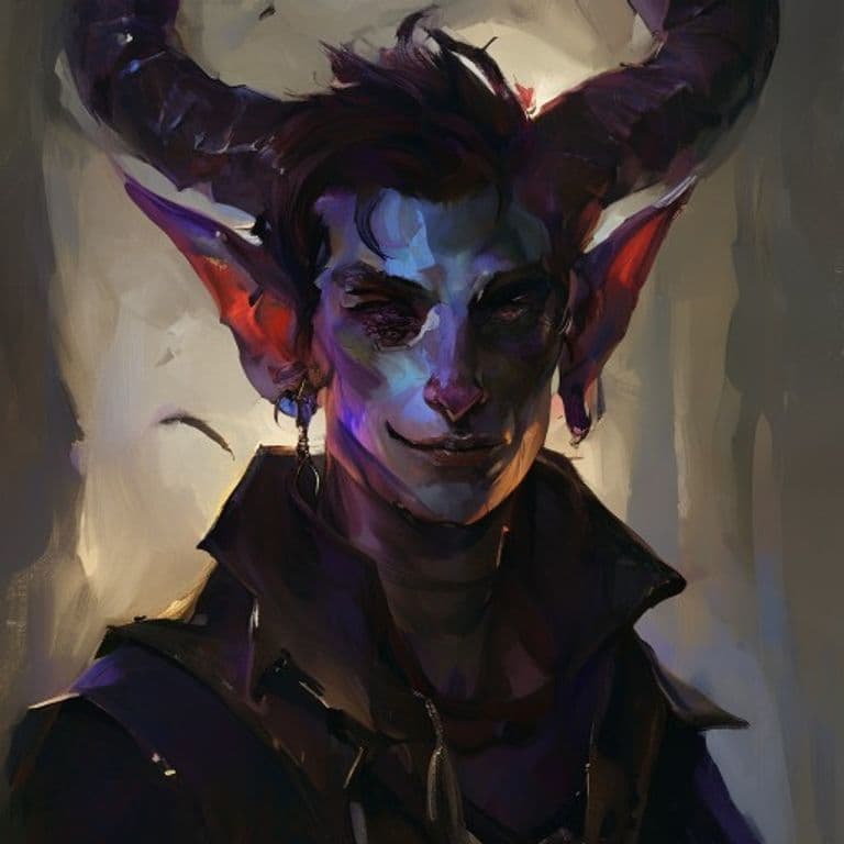 Tiefling — fantasy race character portrait. Tiefling is a playable race (size.