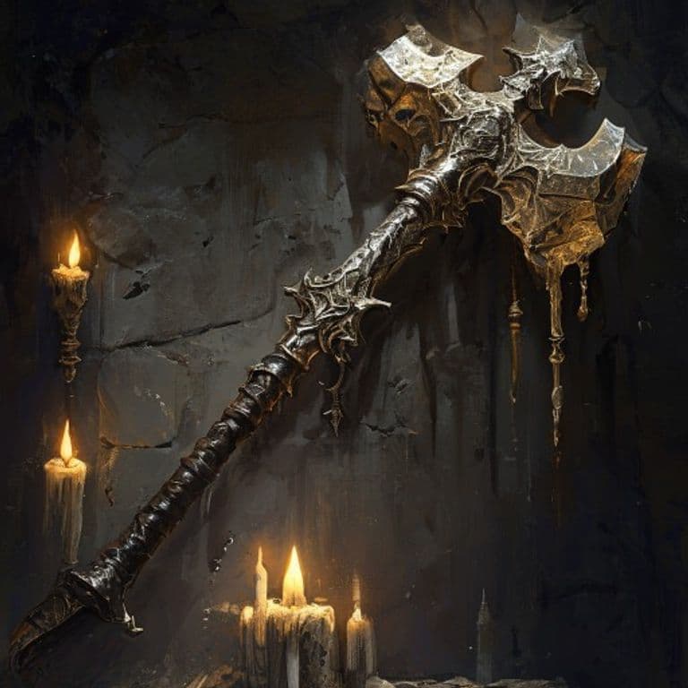 Osseous Warhammer — fantasy item illustration. Osseous Warhammer is a magic item (weapon) of rare rarity.