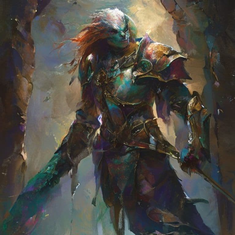 Merfolk Knight — fantasy monster illustration. Merfolk Knight is a medium humanoid (Challenge Rating 3).
