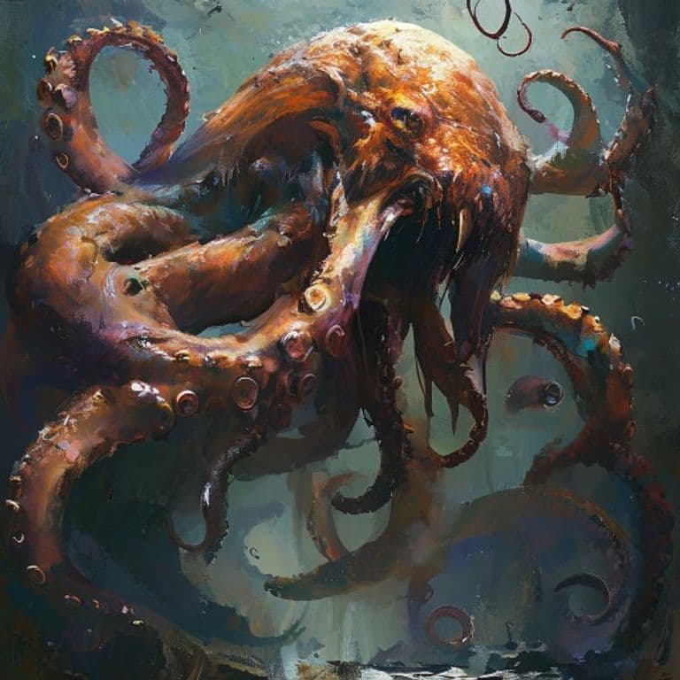 Gargoctopus — fantasy monster illustration. Gargoctopus is a large monstrosity (Challenge Rating 5).