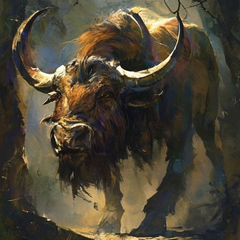 Dire Wildebeest — fantasy monster illustration. Dire Wildebeest is a large beast (Challenge Rating 7).
