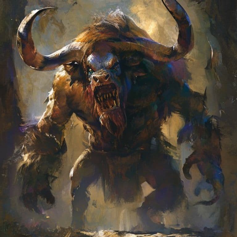 Minotaur — fantasy monster illustration. Minotaur is a large monstrosity (Challenge Rating 3).