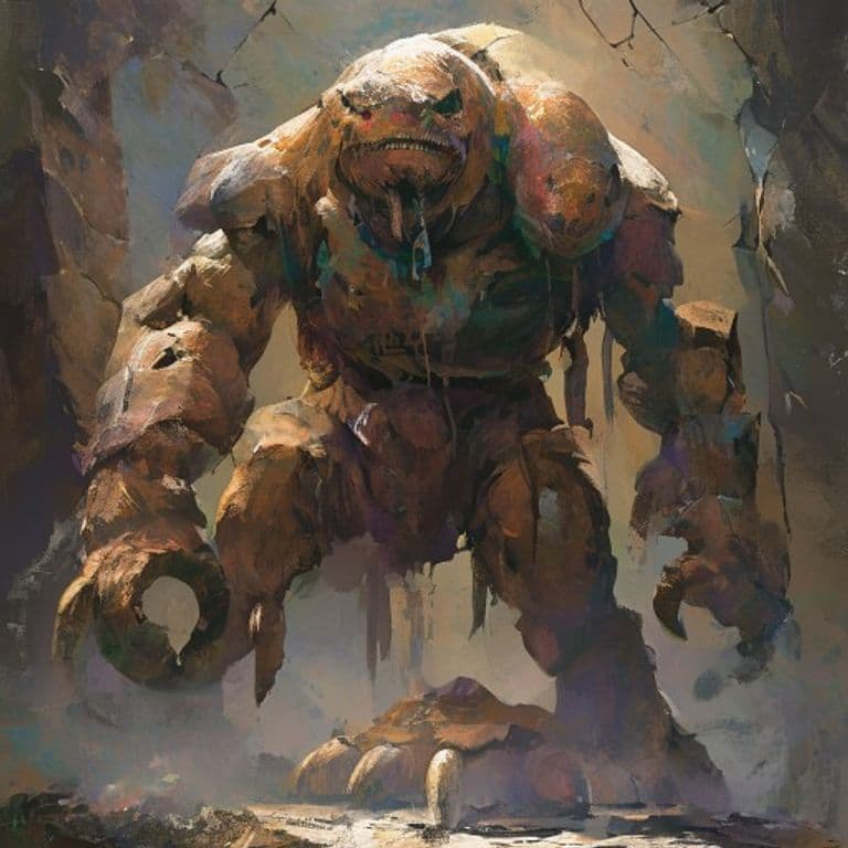 Clay Guardian — fantasy monster illustration. Clay Guardian is a large construct (Challenge Rating 9).
