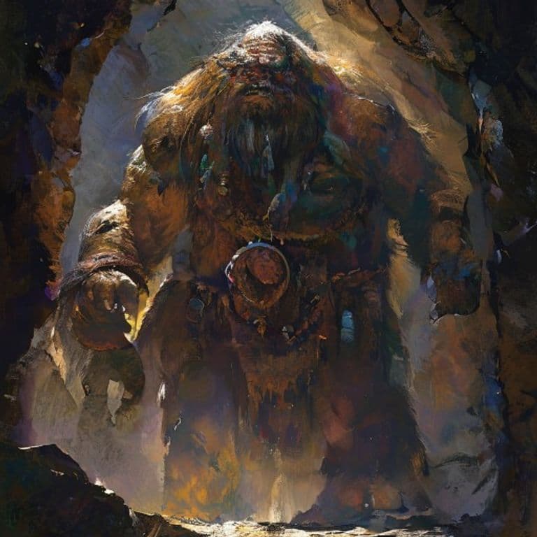 Cave Giant Shaman — fantasy monster illustration. Cave Giant Shaman is a huge giant (Challenge Rating 14).