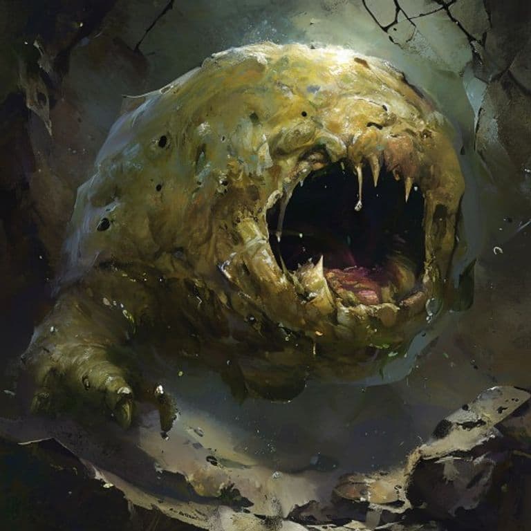 Stone-Eater Slime — fantasy monster illustration. Stone-Eater Slime is a small ooze (Challenge Rating 4).