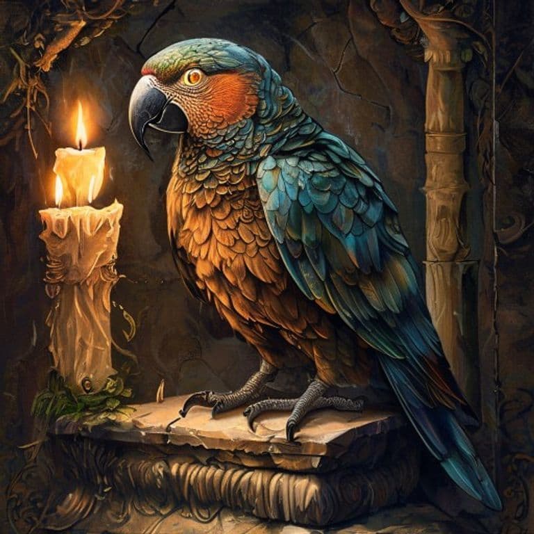 Scrimshaw Parrot — fantasy item illustration