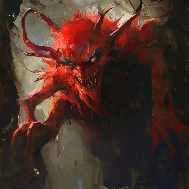 Redcap — fantasy monster illustration. Redcap is a medium fey (Challenge Rating 6).